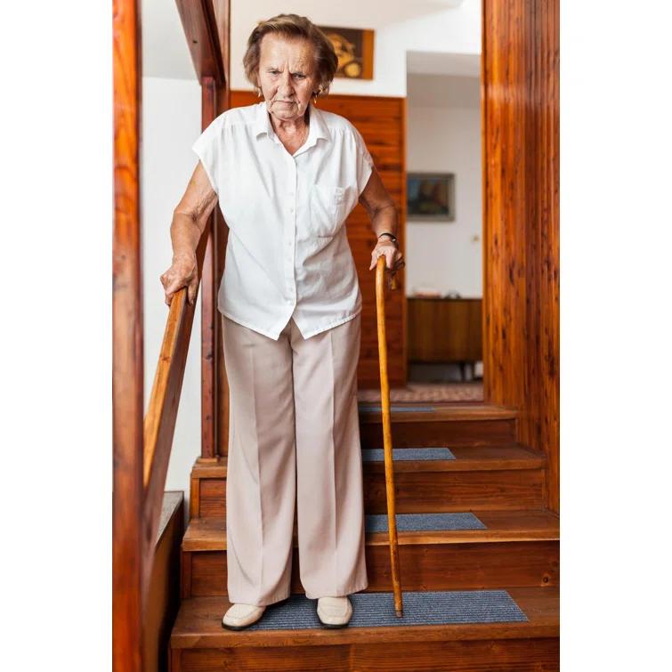 Ottomanson Non-Slip Rubberback Ribbed Design Indoor/Outdoor Stair Treads (Set of 7)