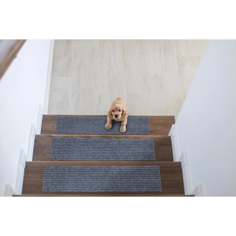 Ottomanson Non-Slip Rubberback Ribbed Design Indoor/Outdoor Stair Treads (Set of 7)
