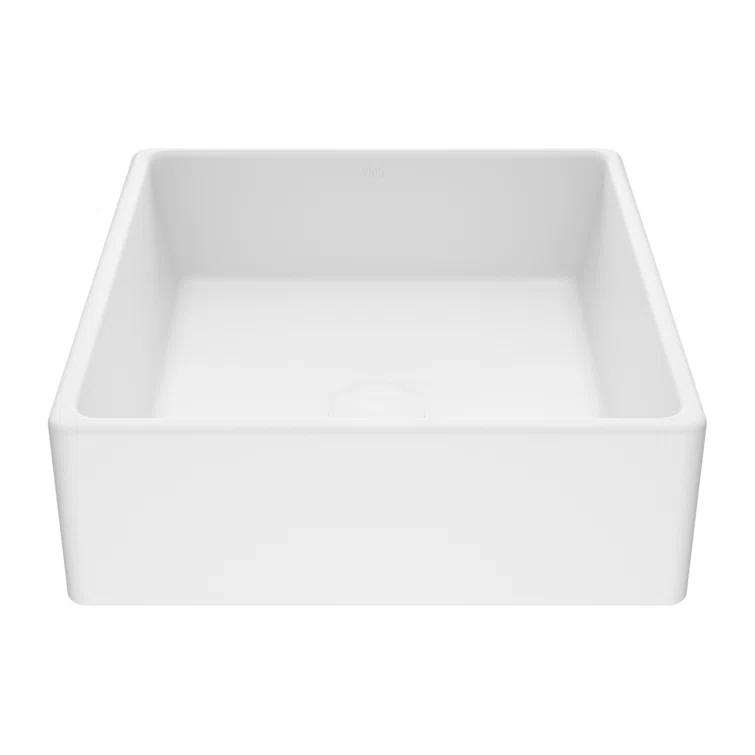 Dianthus 15" L x 15" W x 5" H Matte White Handmade Square Vessel Bathroom Sink