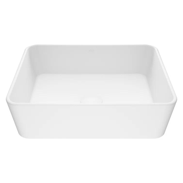 Marigold 18" L x 14" W x 5" H Matte White Handmade Rectangular Vessel Bathroom Sink