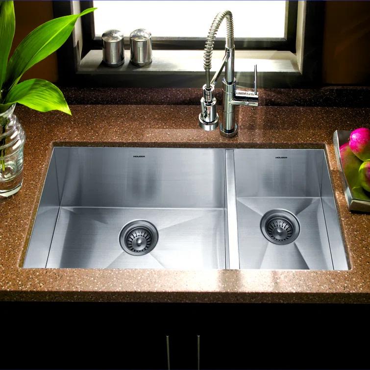 Contempo 33'' L Undermount Double Bowl Stainless Steel Kitchen Sink