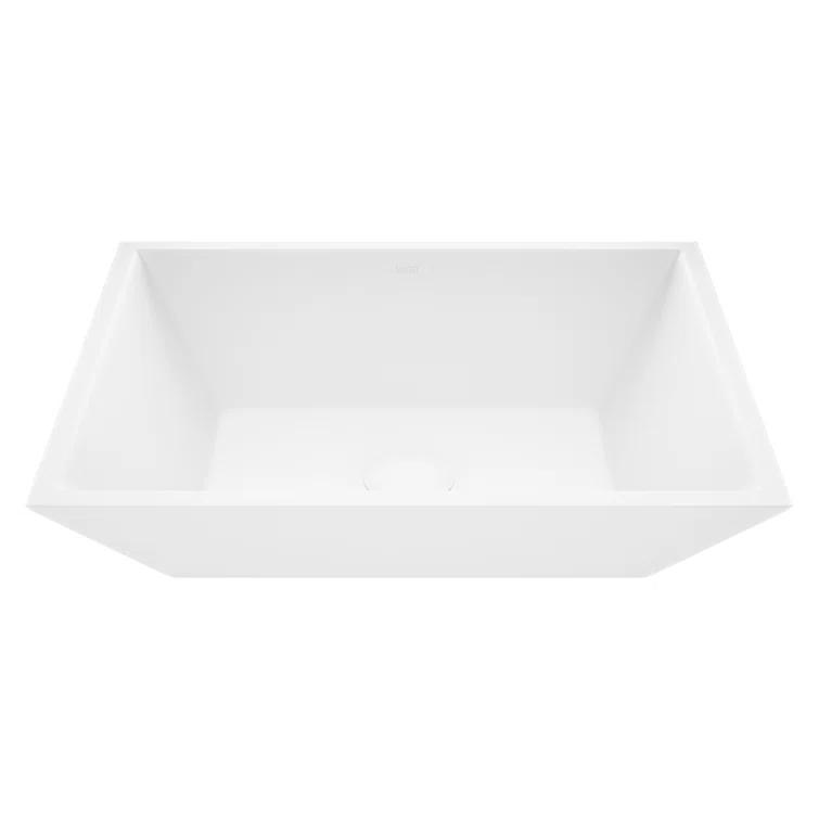 Vinca 18" L x 14" W x 5" H Matte White Handmade Rectangular Vessel Bathroom Sink
