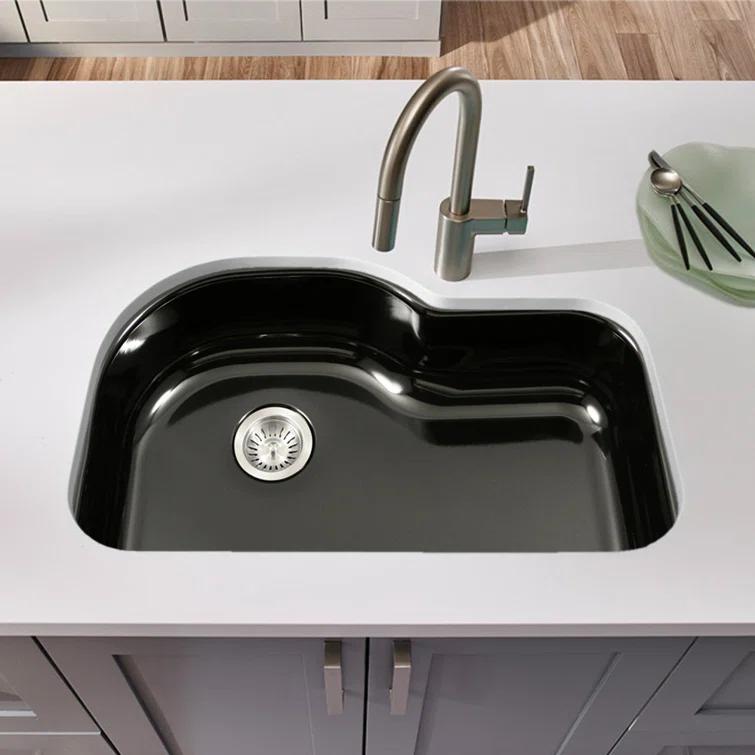 Houzer Farmhouse Platus Apron Front 30 Inch Fireclay Single Bowl Kitchen Sink