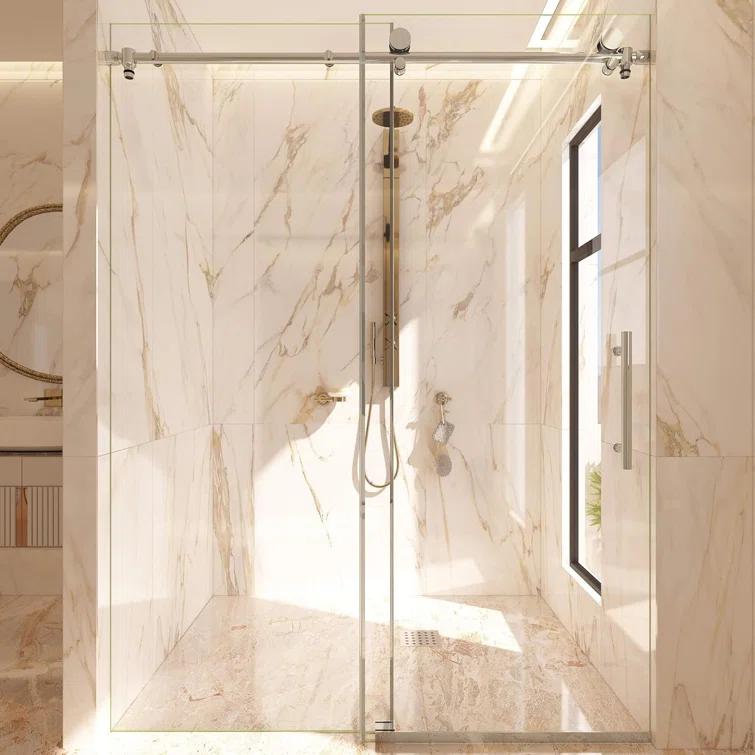 Frameless Single Sliding Shower Door 5/16" Thick Glass 60 X 72