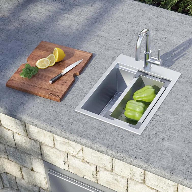 Ruvati Workstation Drop-in Topmount Bar Prep RV Sink 16 Gauge Stainless Steel