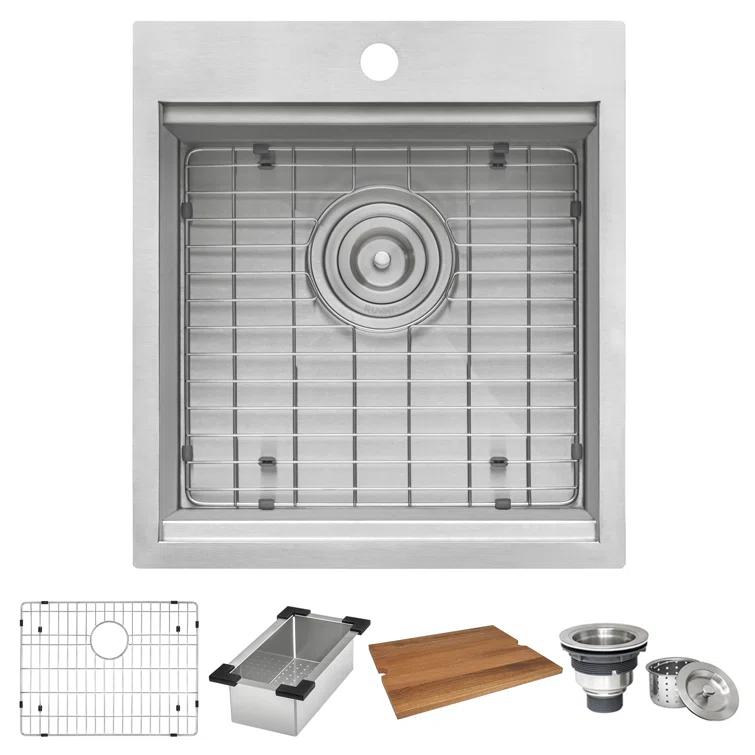 Ruvati Workstation Drop-in Topmount Bar Prep RV Sink 16 Gauge Stainless Steel