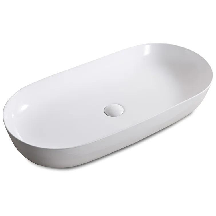 Ruvati RVB0432 Ruvati inch Bathroom Vessel Sink White Oval Above Counter Vanity Porcelain Ceramic