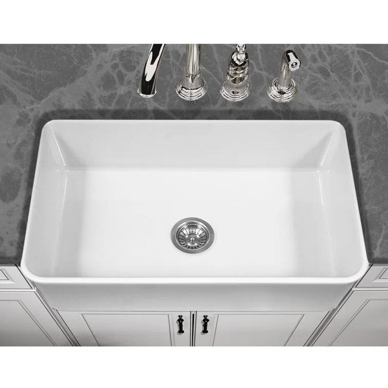 Houzer Farmhouse Apron Front 33 inch Fireclay Single Bowl Kitchen Sink