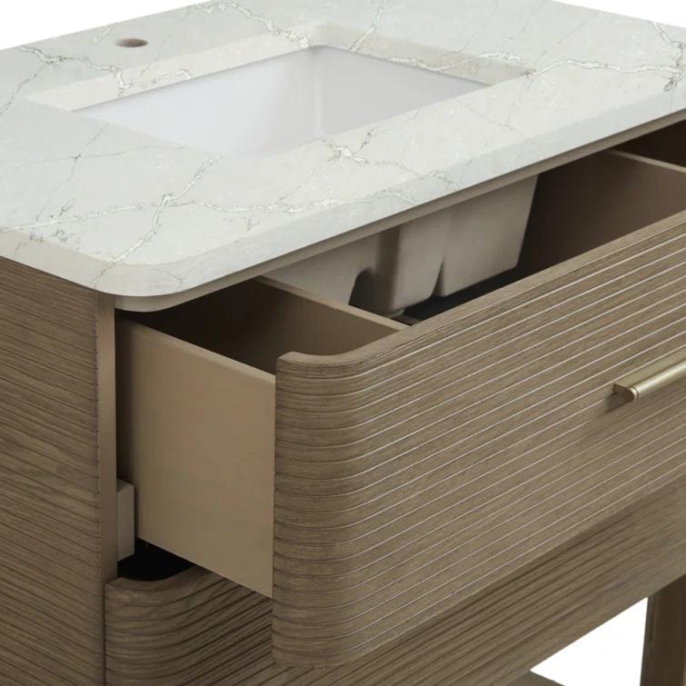 Lucian 48'' Single Bathroom Vanity with Quartz Top