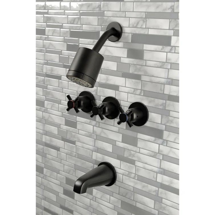 Kingston Brass Concord Triple-Handle Tub and Shower Faucet