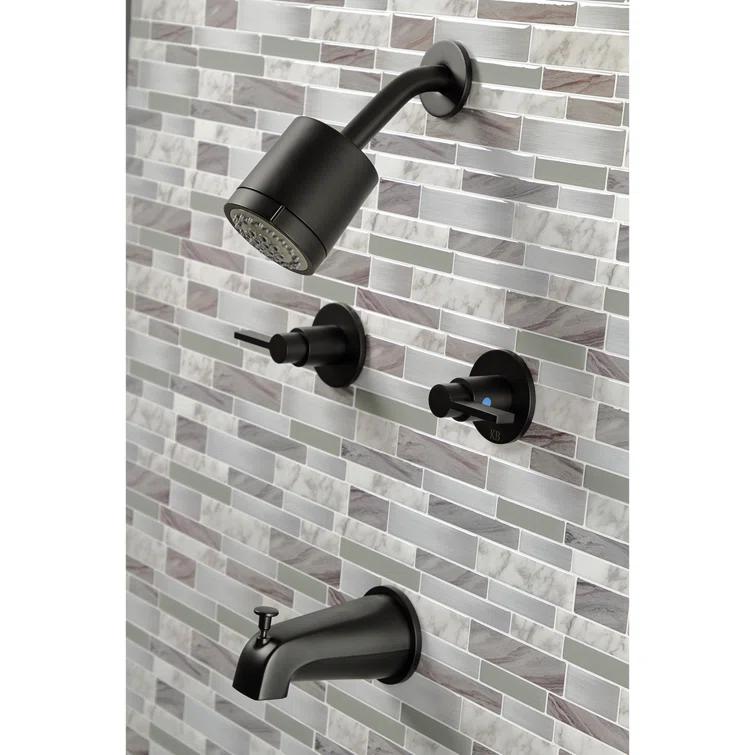 Kingston Brass NuvoFusion Double-Handle Tub and Shower Faucet