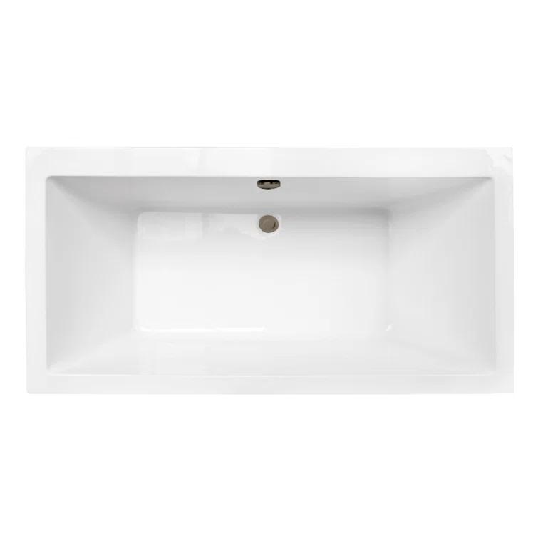 Kingston Brass Aqua Eden 66-Inch Acrylic Rectangular Double Ended Freestanding Tub with Overflow/Drain Assembly