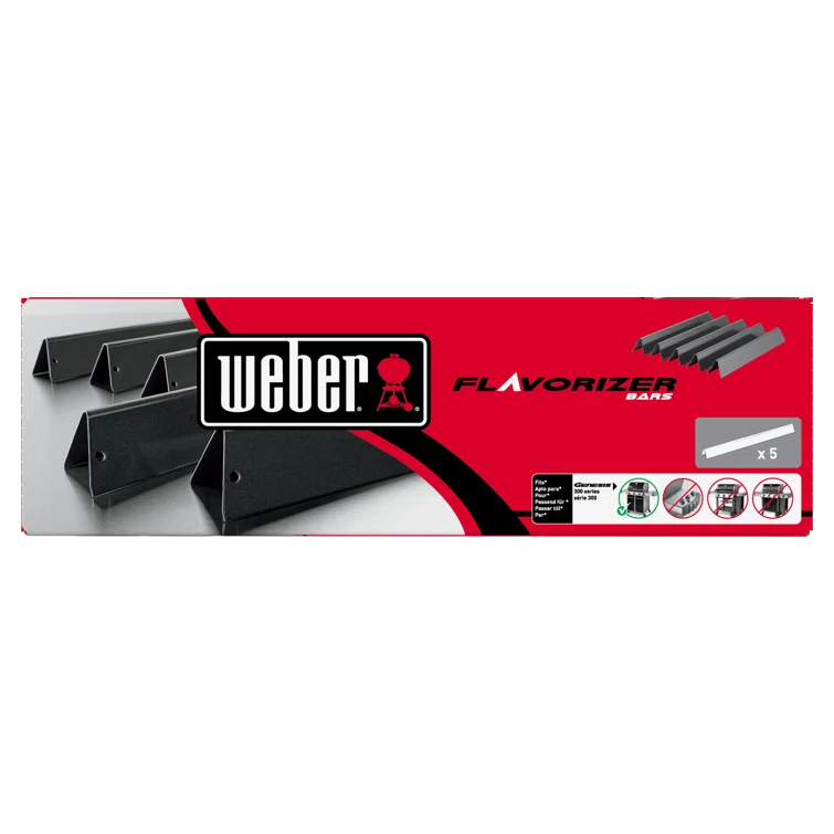Weber Weber Replacement Flavorizer Bars, 17.5", For Genesis 300 Series (front-mounted Control Panel), Porcelain-enameled Steel (Set of 5)