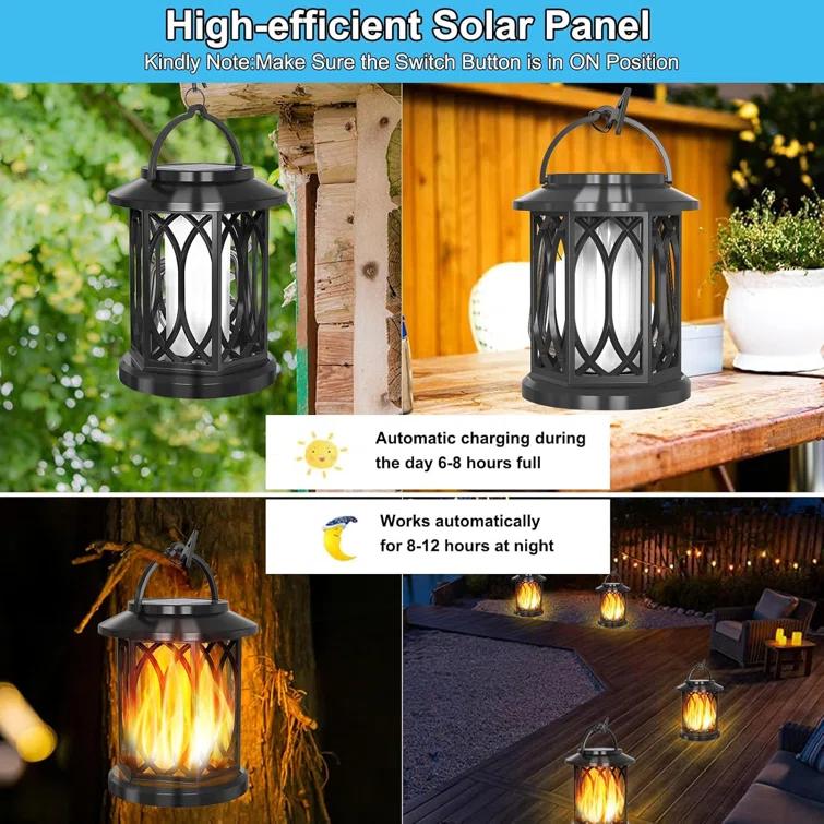 KOOPER Solar Lantern Outdoor Lights, Upgraded Flickering Candle Solar Lanterns Lights Outdoor Waterproof, Hanging Outdoor Solar Lanterns Lights, Solar Powered Lanterns For Yard Garden Decor (Set of 2)