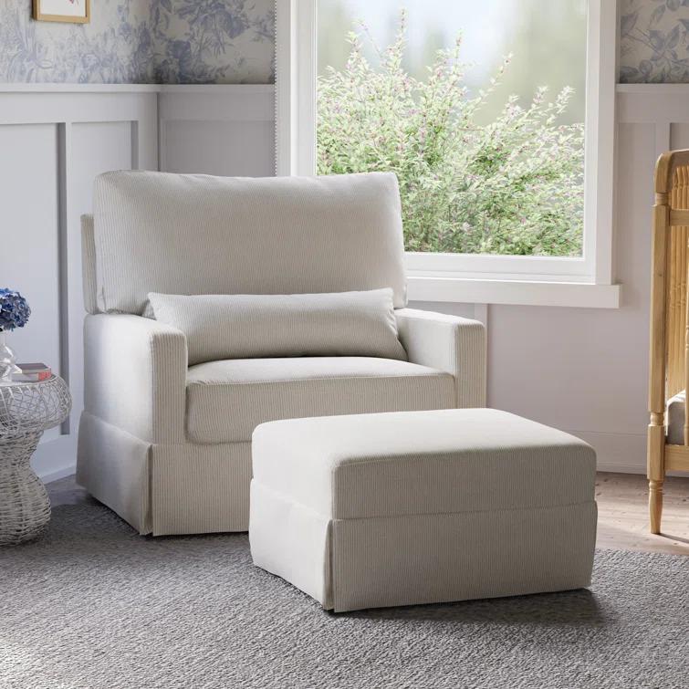 Crawford Pillowback Chair and a Half Upholstered Swivel Glider