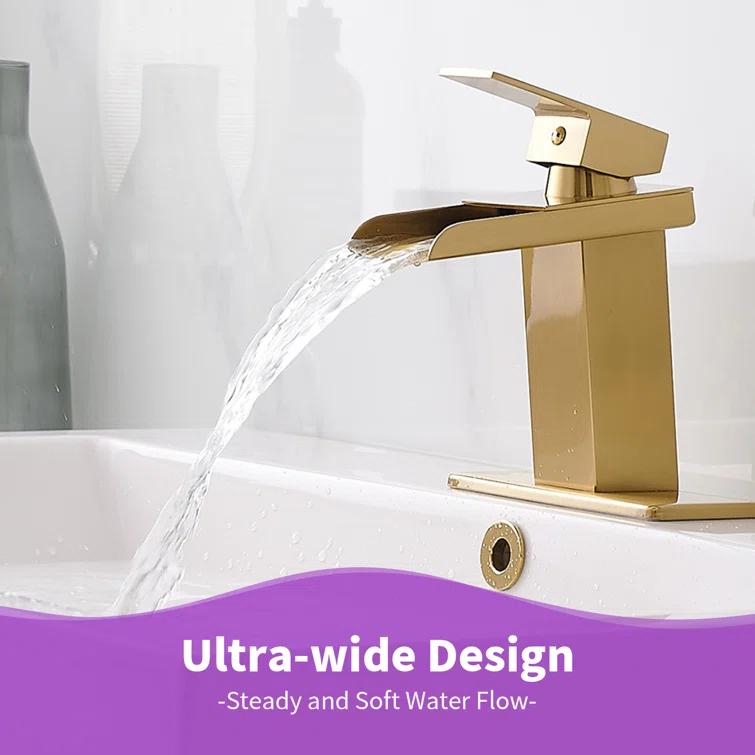 HGN TPLT-001LSJ-DP-XS HGN Waterfall Spout Bathroom Faucet with Pop-up Drain
