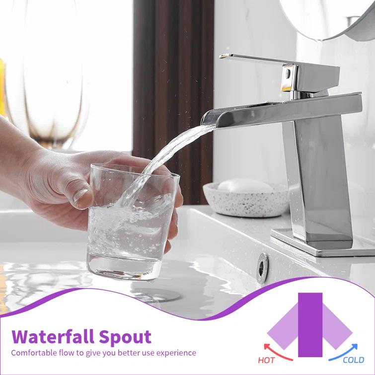 VIBRANTBATH YZJ9009-C-2 Single-Hole Single-handle Bathroom Faucet with Drain Assembly
