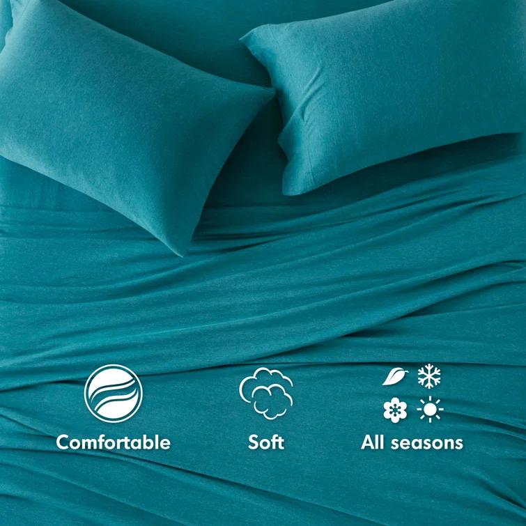 Cotton Blend Jersey Knit All Season Sheet Set