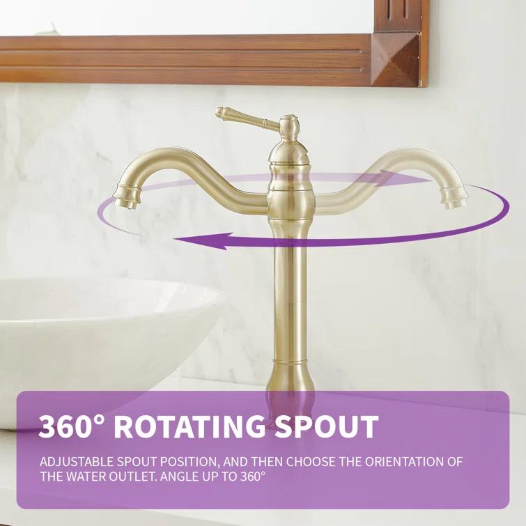 VIBRANTBATH 9310-BG Vessel Sink Faucet Single-handle Bathroom Faucet with Drain Assembly
