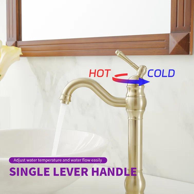 VIBRANTBATH 9310-BG Vessel Sink Faucet Single-handle Bathroom Faucet with Drain Assembly