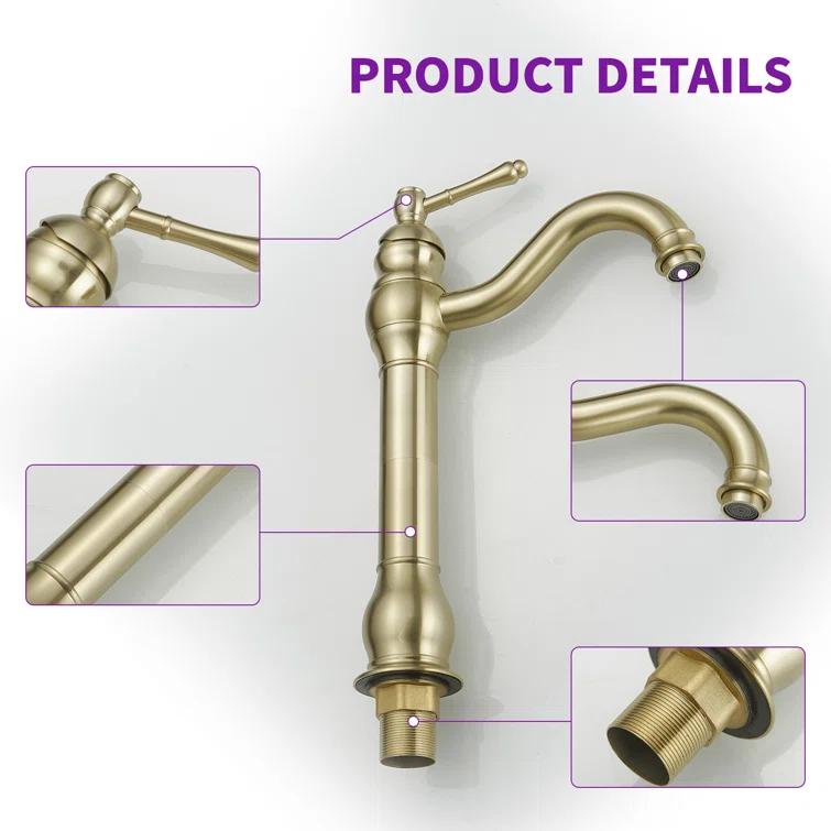VIBRANTBATH 9310-BG Vessel Sink Faucet Single-handle Bathroom Faucet with Drain Assembly
