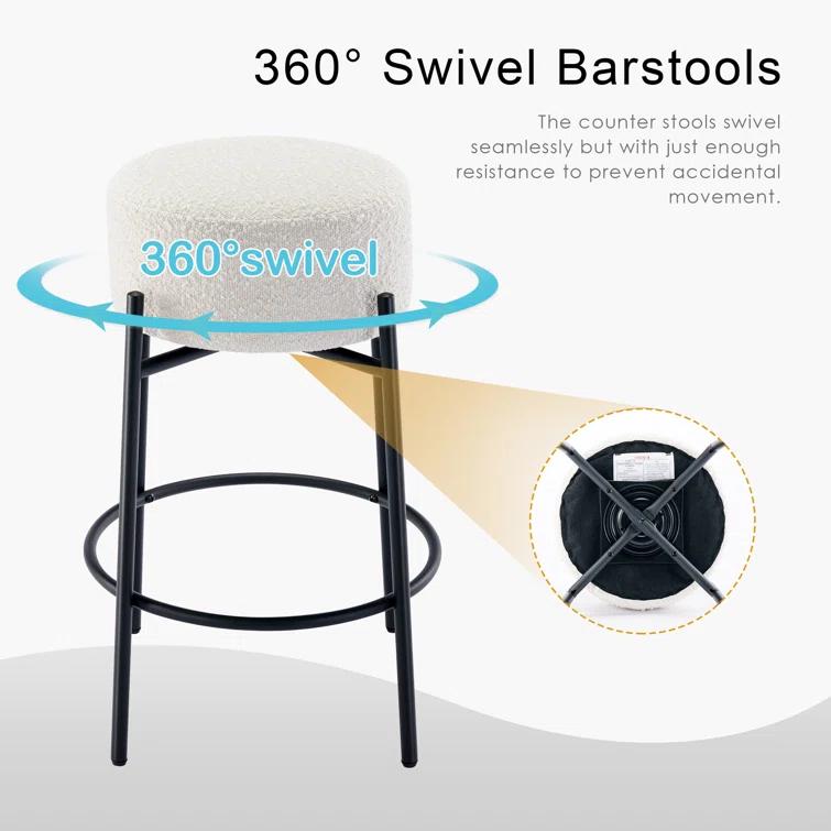 Swivel 26.7'' Boucle Counter Stool