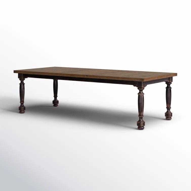Rustic Black and Brown Reclaimed Wood Extendable Dining Table