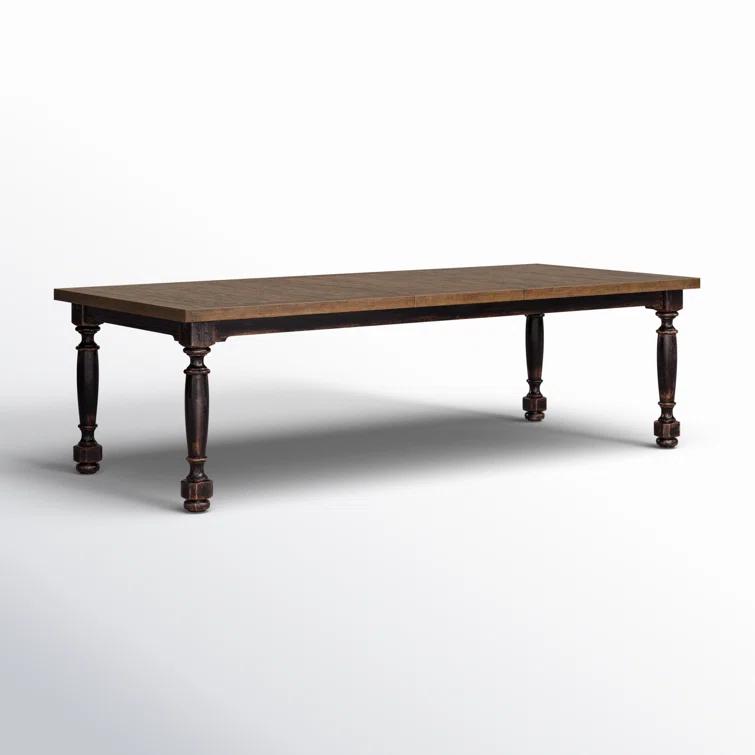 Rustic Black and Brown Reclaimed Wood Extendable Dining Table