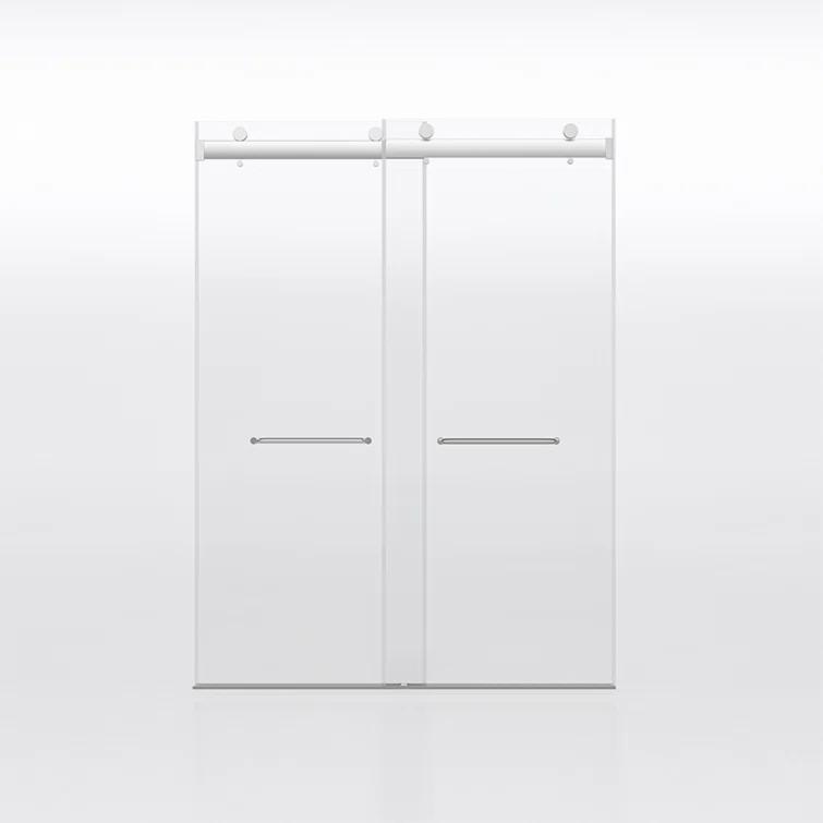 PET STOP LLC F5YDNC1F0736Q 60" Width x 76"Height Shower Doors with 3/8"(10mm) Clear Tempered Glass