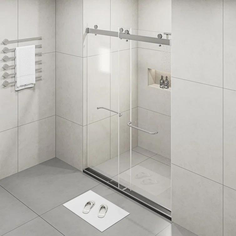 PET STOP LLC F5YDNC1F0736Q 60" Width x 76"Height Shower Doors with 3/8"(10mm) Clear Tempered Glass