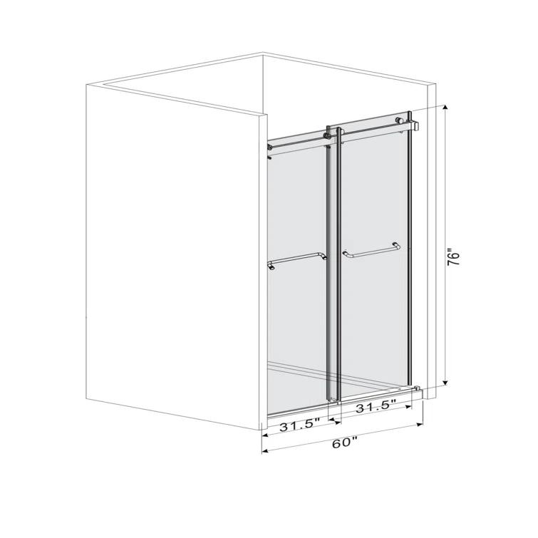 Dimorphos Frameless Sliding Glass Shower Doors with 3/8"(10mm) Clear Tempered Glass 11DD701957Q