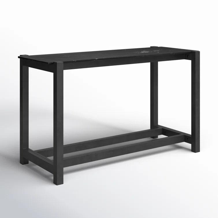Black Mango Wood and Marble Counter Height Dining Table