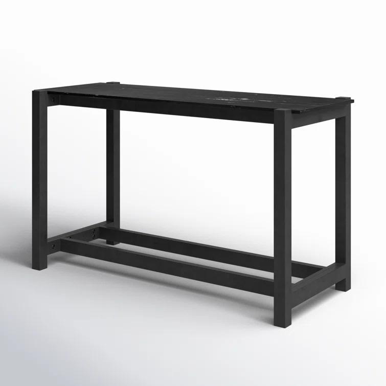 Black Mango Wood and Marble Counter Height Dining Table