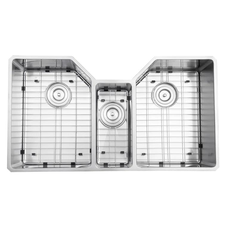 Ruvati 35" Triple Bowl Undermount 16 Gauge Stainless Steel Kitchen Sink