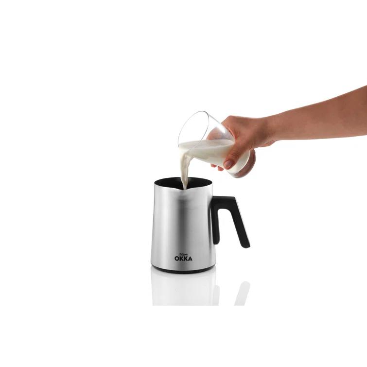 Arzum Okka Rich Moka Pot Turkish Coffee And Moka Maker, Velvetiser, Milk Frother, 5 Cups, Stainless Steel Cooking Pot, Chrome