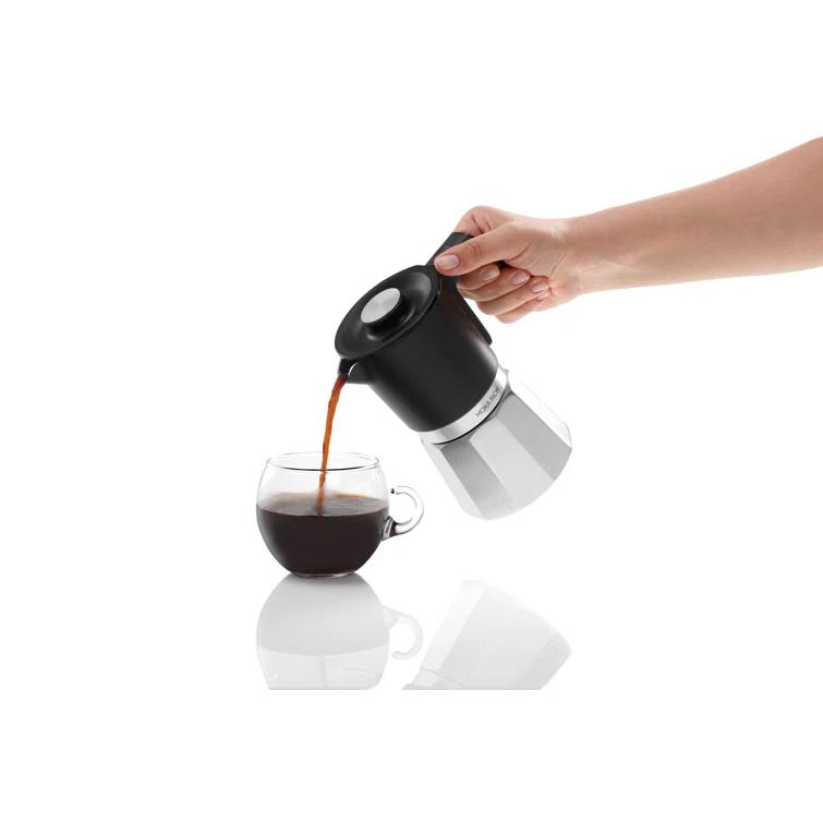 Arzum Okka Rich Moka Pot Turkish Coffee And Moka Maker, Velvetiser, Milk Frother, 5 Cups, Stainless Steel Cooking Pot, Chrome
