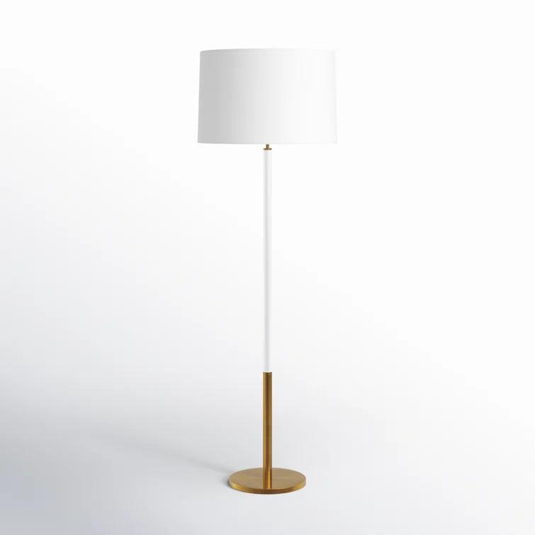 Monroe 62" Burnished Brass LED Floor Lamp with White Shade