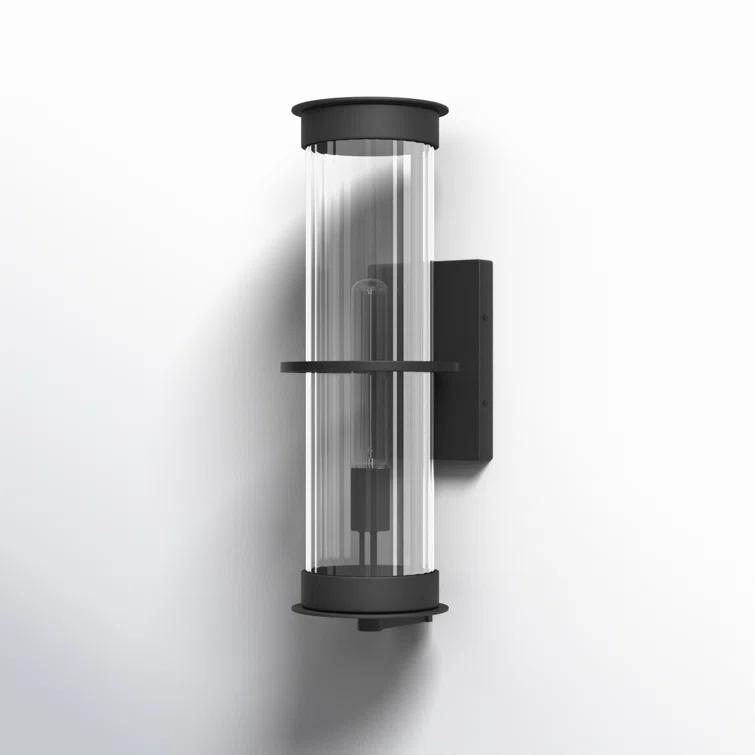 Alcona Black Bronze Outdoor Wall Lantern with Clear Fluted Glass