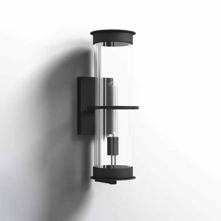Alcona Black Bronze Outdoor Wall Lantern with Clear Fluted Glass