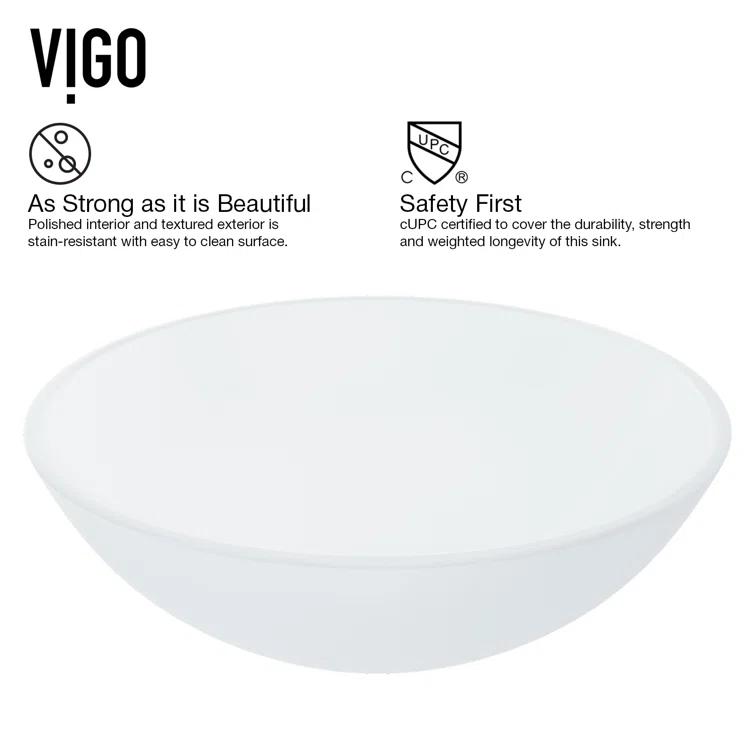 Giovanni Glass 17" L 17" W 6" H Round Vessel Bathroom Sink