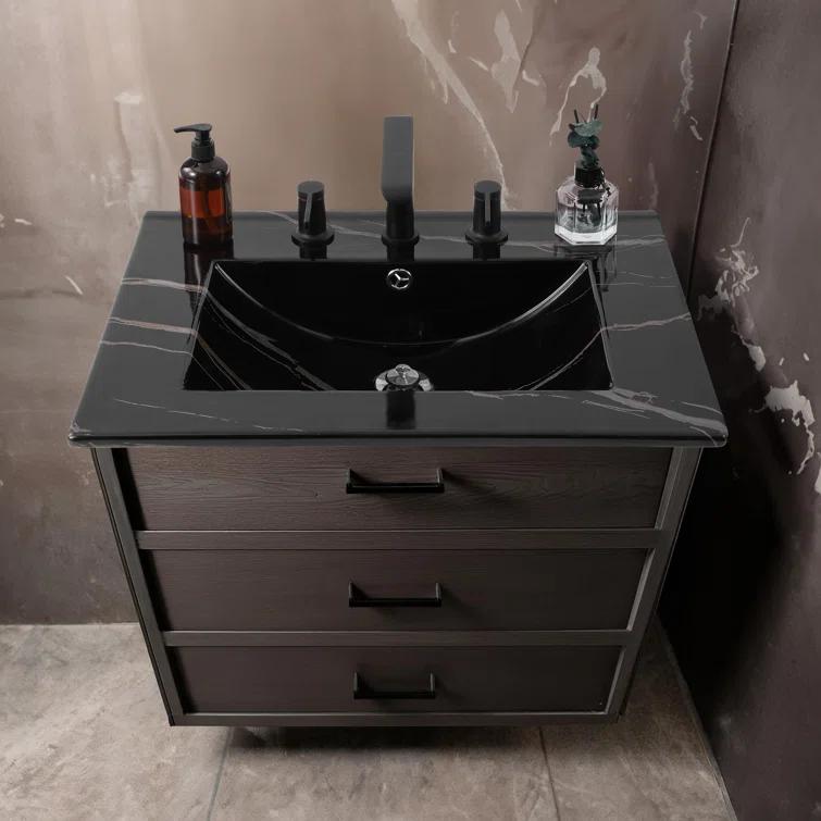Ancillary 3-Hole 24" Classic Contemporary Rectangular Ceramic Single Sink Basin Vanity Top