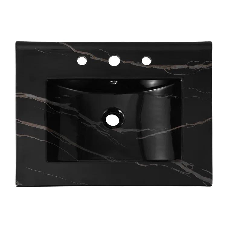 Ancillary 3-Hole 24" Classic Contemporary Rectangular Ceramic Single Sink Basin Vanity Top