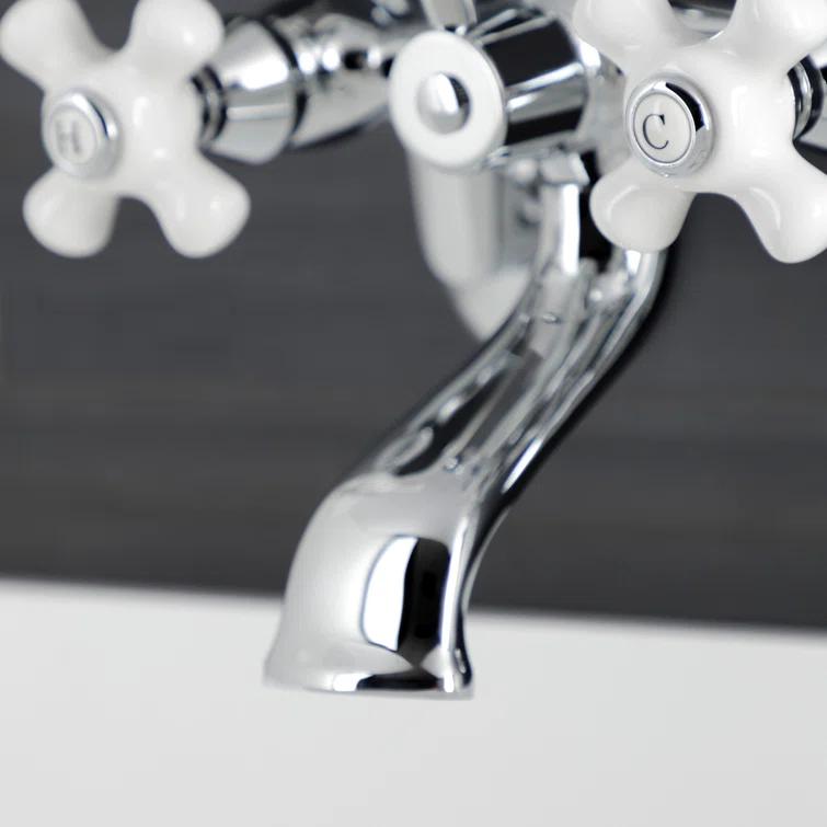 Kingston Brass KS266PXC Kingston Brass Kingston Three-Handle 2-Hole Wall Mount Clawfoot Tub Faucet with Hand Shower