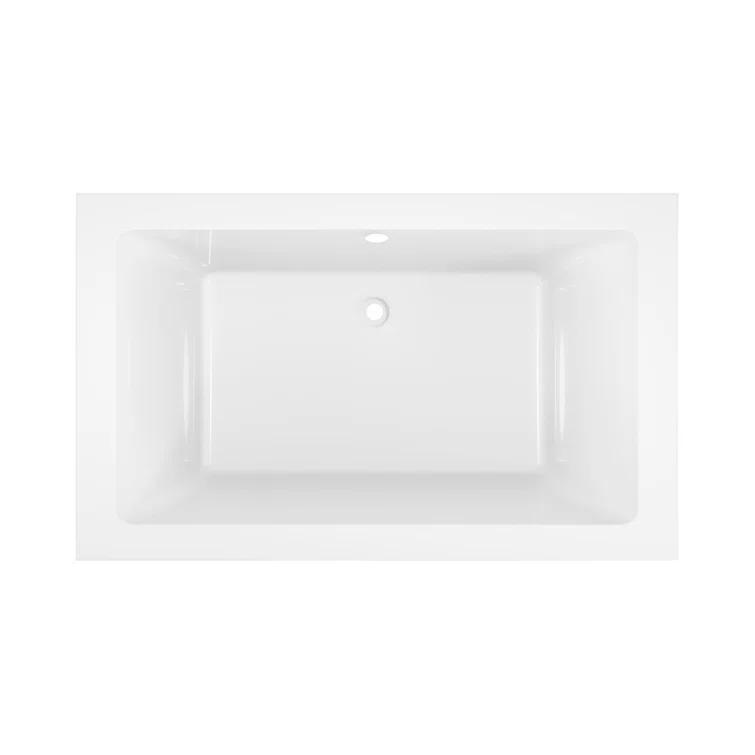 Kingston Brass Aqua Eden 59-Inch Acrylic Rectangular Drop-In Tub with Reversible Drain