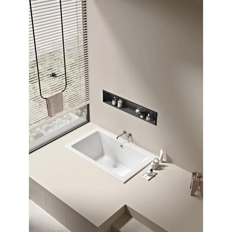 Kingston Brass Aqua Eden 59-Inch Acrylic Rectangular Drop-In Tub with Reversible Drain