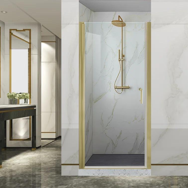 32-33.5 in. W x 72 in. H Pivot Swing Frameless Shower Door with Clear SGCC Tempered Glass