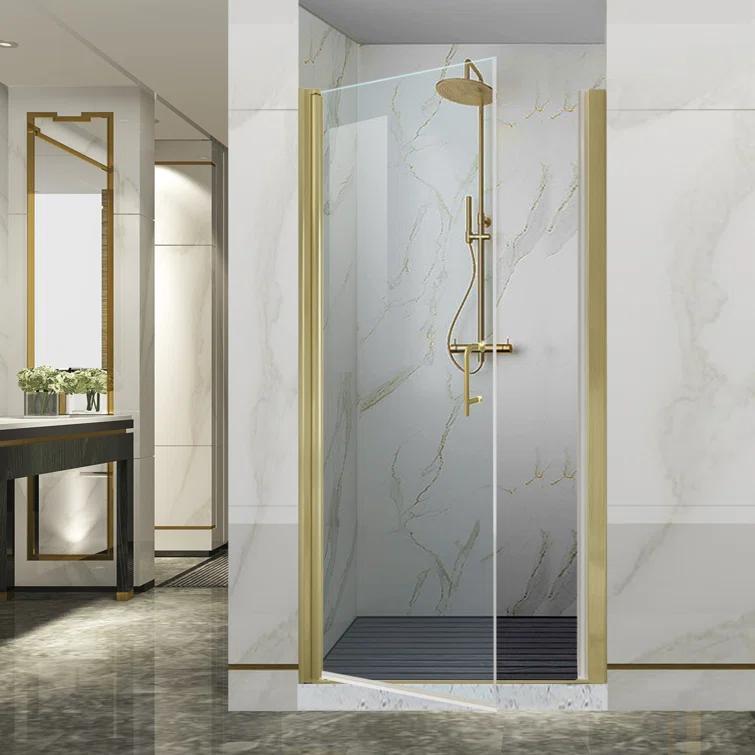 32-33.5 in. W x 72 in. H Pivot Swing Frameless Shower Door with Clear SGCC Tempered Glass