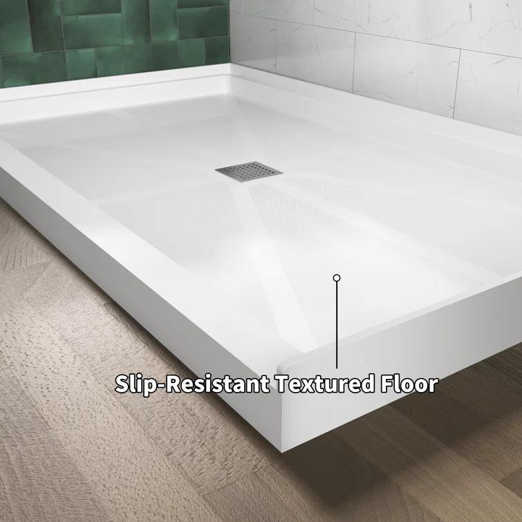 60''X 30'' Glasstone Shower Base Smc Solid White Finish