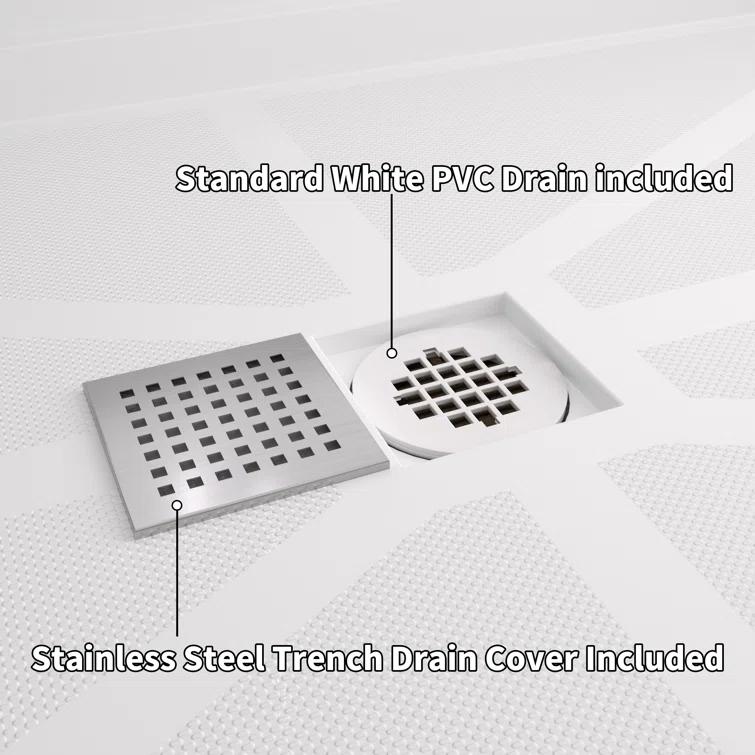 60''X 30'' Glasstone Shower Base Smc Solid White Finish