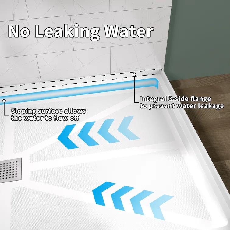 60''X 30'' Glasstone Shower Base Smc Solid White Finish